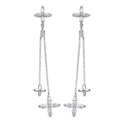 Silver  marquise CZ Shooting Stars Drop Earrings - GVE562