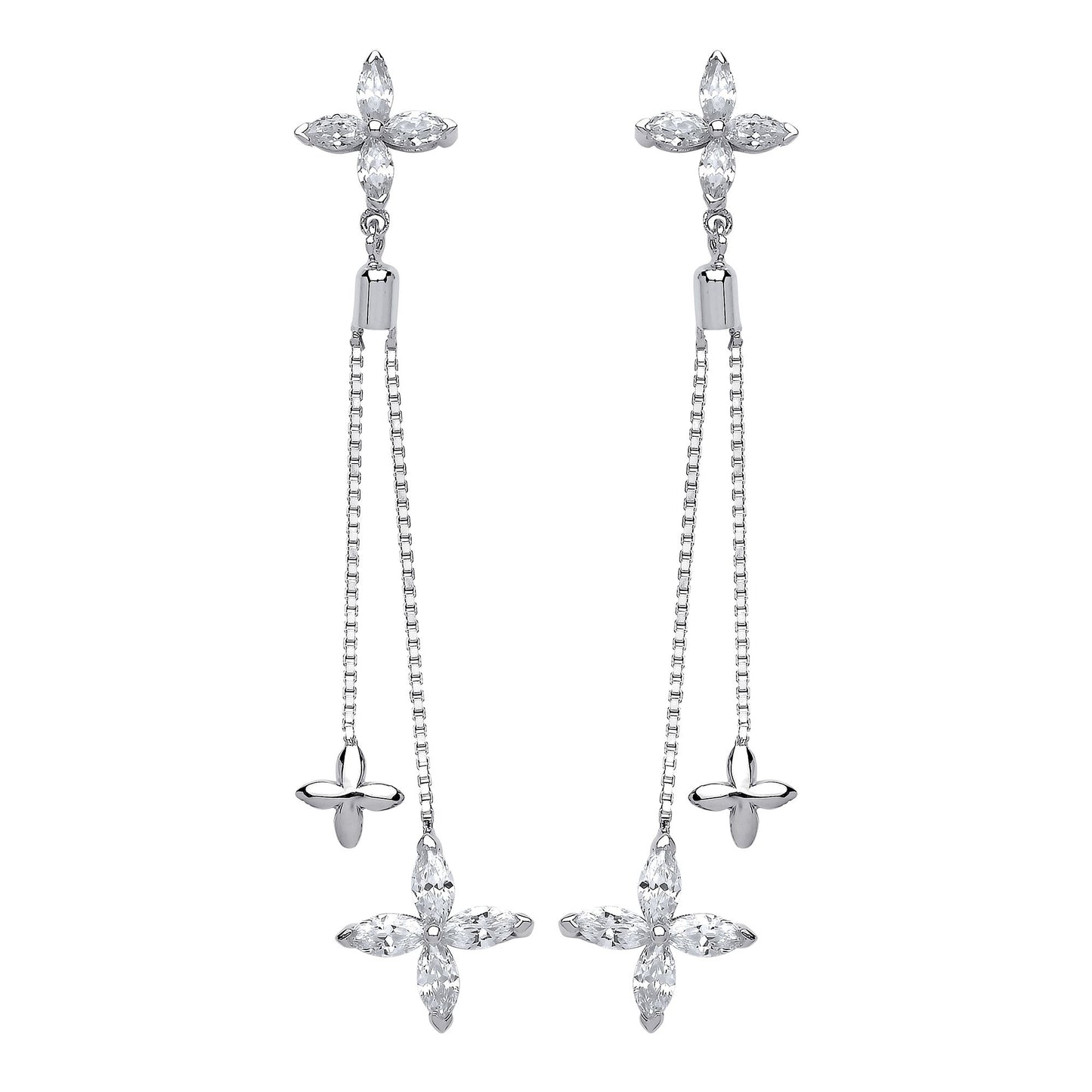 Silver  marquise CZ Shooting Stars Drop Earrings - GVE562