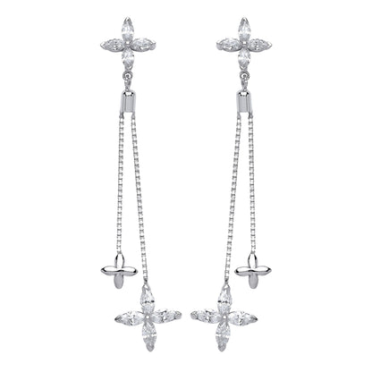Silver  marquise CZ Shooting Stars Drop Earrings - GVE562