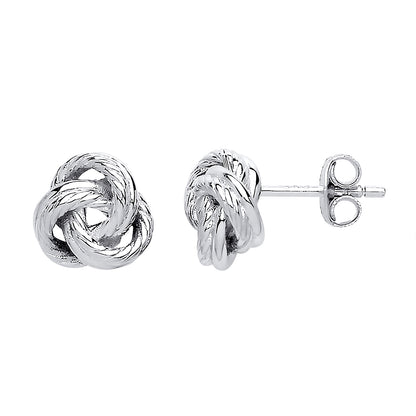 Silver  Trinity Twist Knot Stud Earrings - GVE565