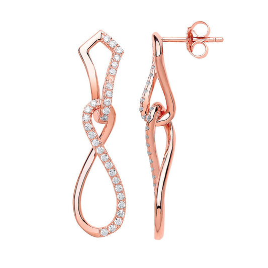 Silver  CZ Infinity Twist Drop Earrings - GVE590