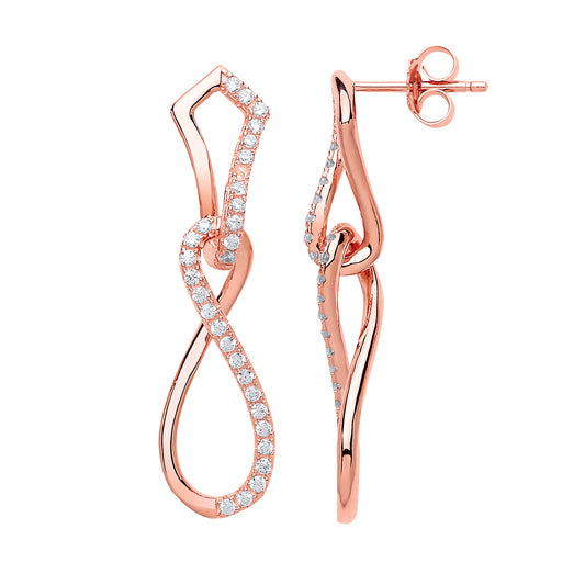 Silver  CZ Infinity Twist Drop Earrings - GVE590