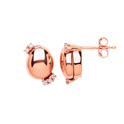 Rose Silver  CZ Golden Egg Drop Earrings - GVE597ROSE