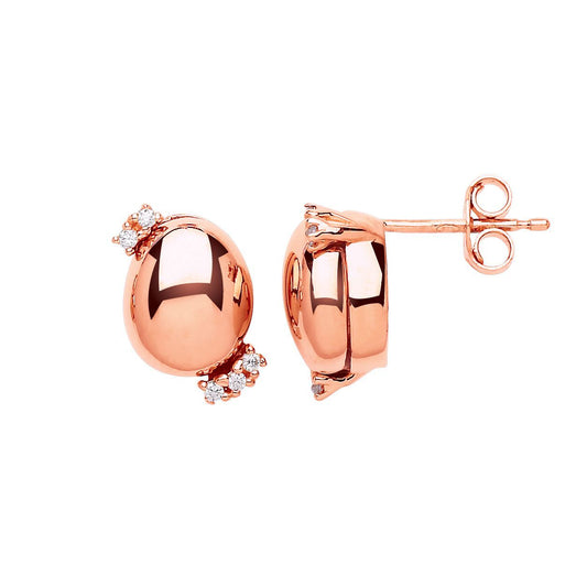 Rose Silver  CZ Golden Egg Drop Earrings - GVE597ROSE