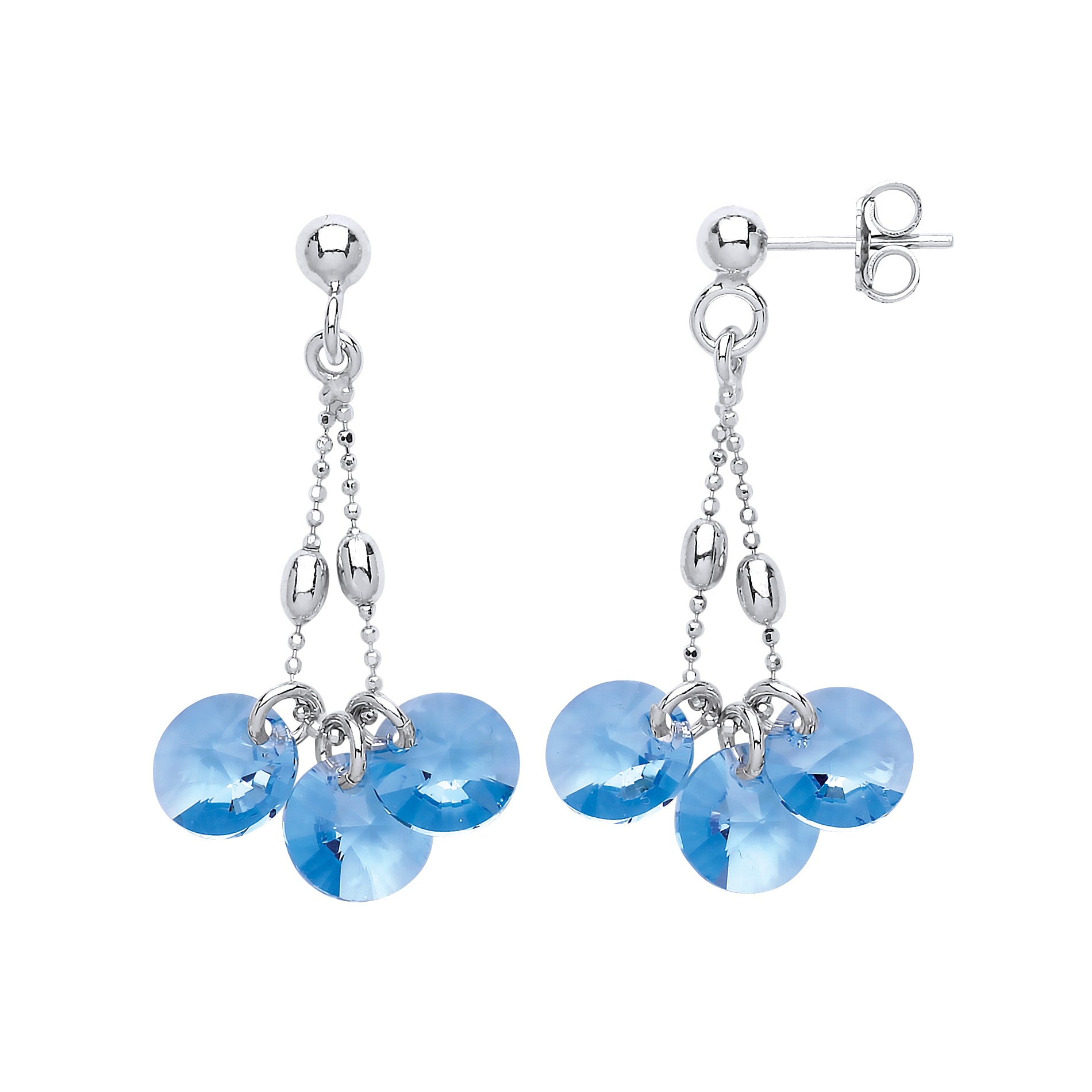 Silver  Aqua Crystal String Lights Drop Earrings - GVE599AQUA