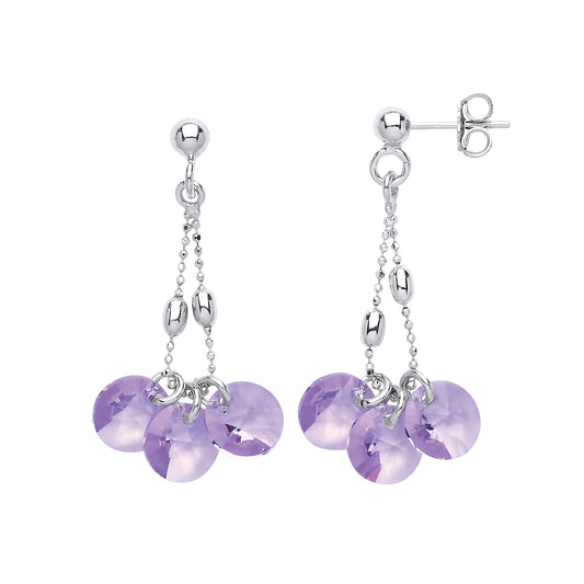 Silver  Purple Crystal String Lights Drop Earrings - GVE599VIO