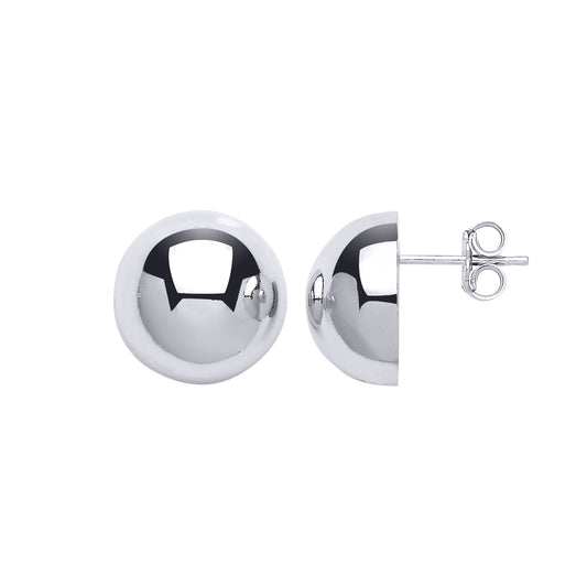 Silver  Semi-Sphere Dome Stud Earrings 10mm - GVE602-10MM