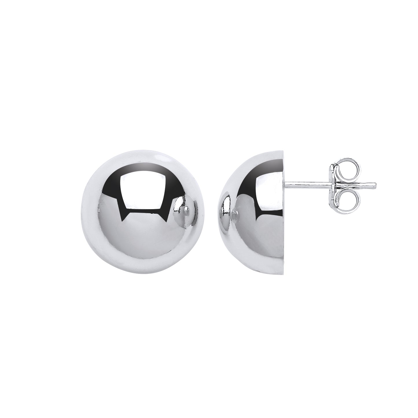 Silver  Semi-Sphere Dome Stud Earrings - GVE602