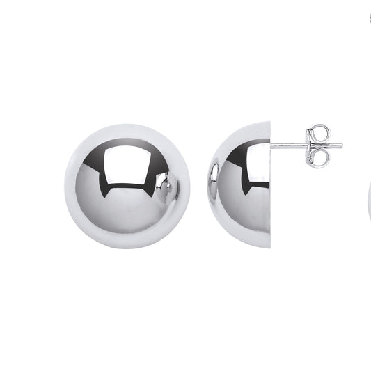 Silver  Semi-Sphere Dome Stud Earrings - GVE603