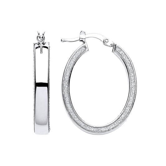 Silver  Moondust Hoop Earrings 19x25mm - GVE604RH