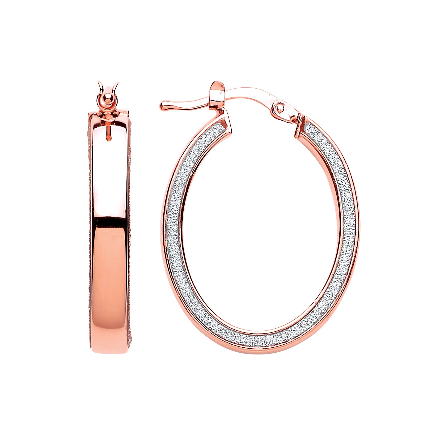 Rose Silver  Moondust Hoop Earrings 19x25mm - GVE604ROSE