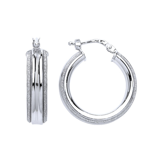 Silver  Moondust Hoop Earrings 20mm - GVE605RH