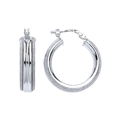 Silver  Moondust Hoop Earrings 20mm - GVE605RH