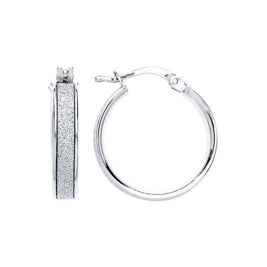 Silver  Moondust Hoop Earrings 18mm - GVE606RH