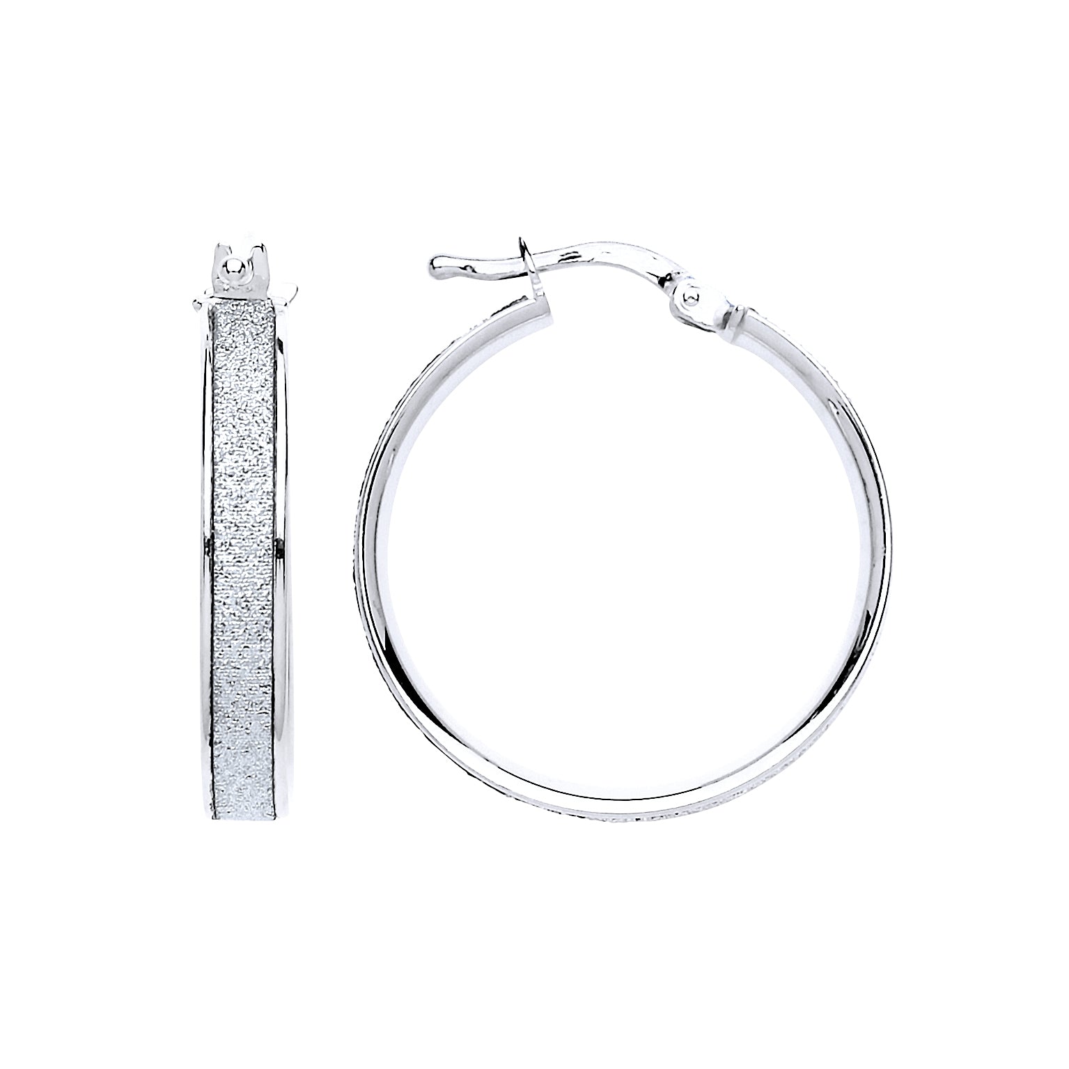 Silver  Moondust Hoop Earrings 23mm - GVE608RH