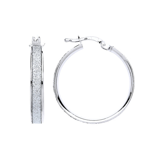 Silver  Moondust Hoop Earrings 23mm - GVE608RH