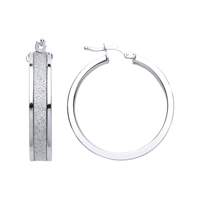 Silver  Moondust Hoop Earrings 29mm - GVE609