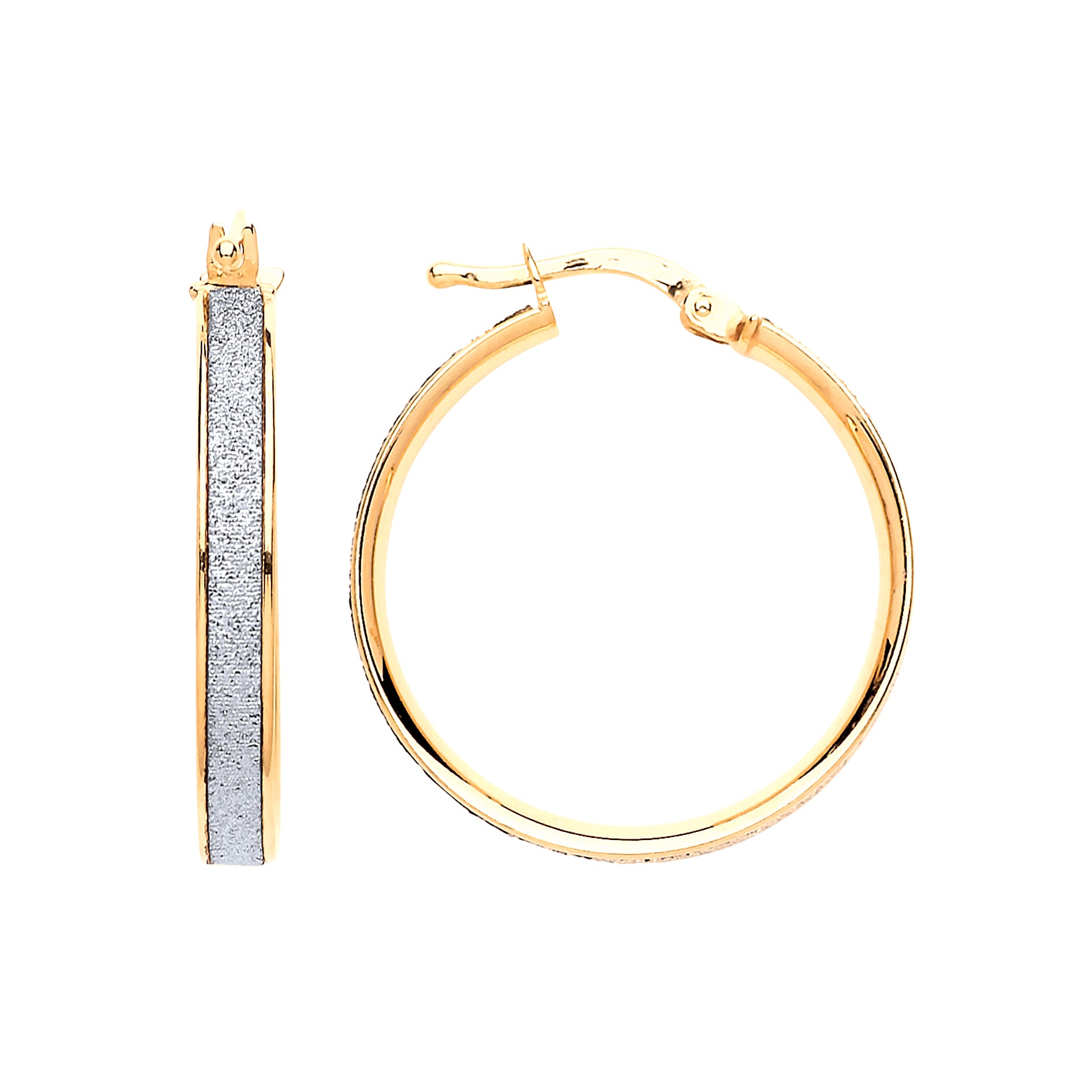 Gilded Silver  Moondust Hoop Earrings 28mm - GVE610GOLD