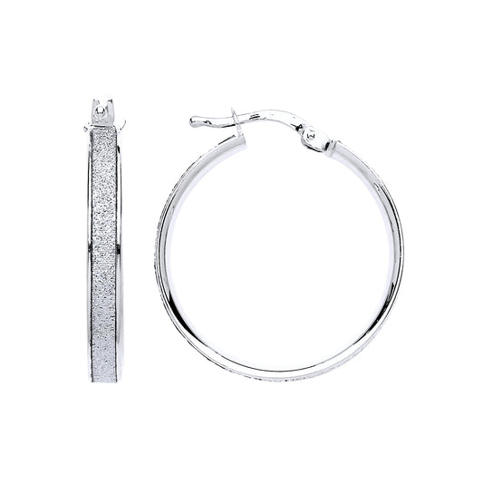 Silver  Moondust Hoop Earrings 28mm - GVE610RH