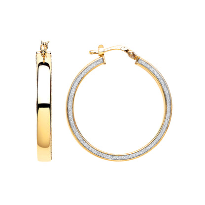 Gilded Silver  Moondust Hoop Earrings 30mm - GVE611GOLD