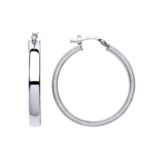 Silver  Moondust Hoop Earrings 30mm - GVE611RH