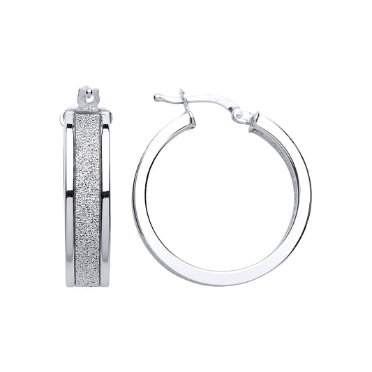 Silver  Moondust Hoop Earrings 24mm - GVE612