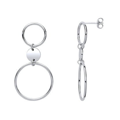 Silver  Disc Hoops Drop Earrings - GVE628