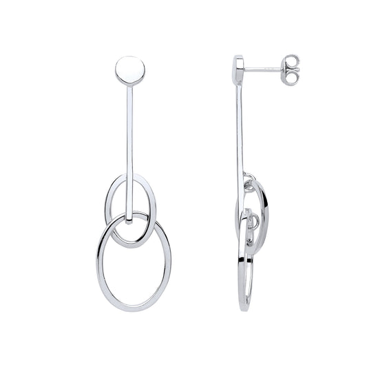 Silver  Oval Loops Drop Earrings - GVE629