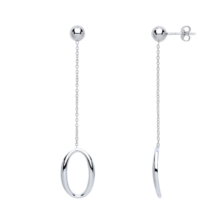 Silver  Swinging Oval Loop Drop Earrings - GVE631