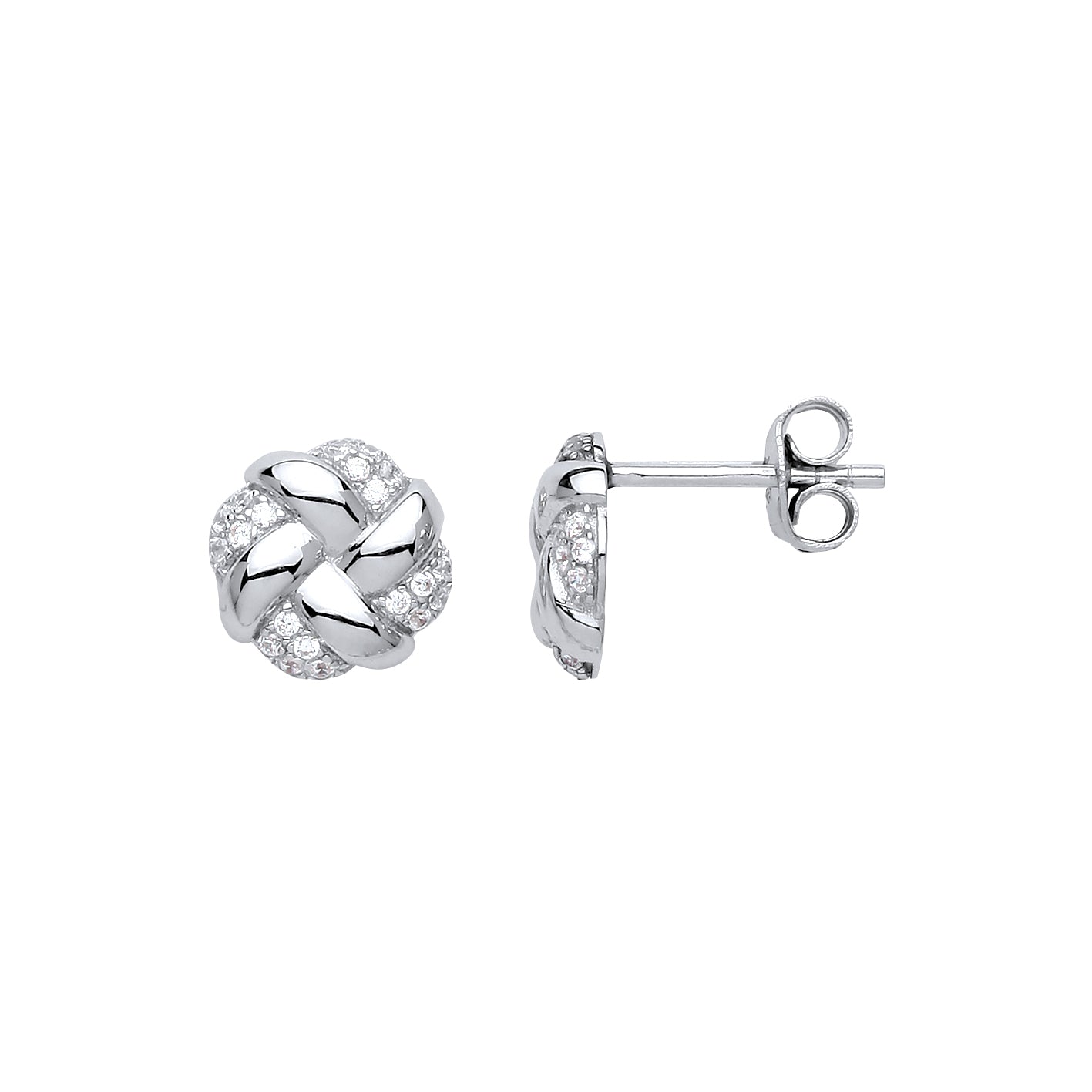 Silver  CZ Hot Cross Buns Stud Earrings - GVE641