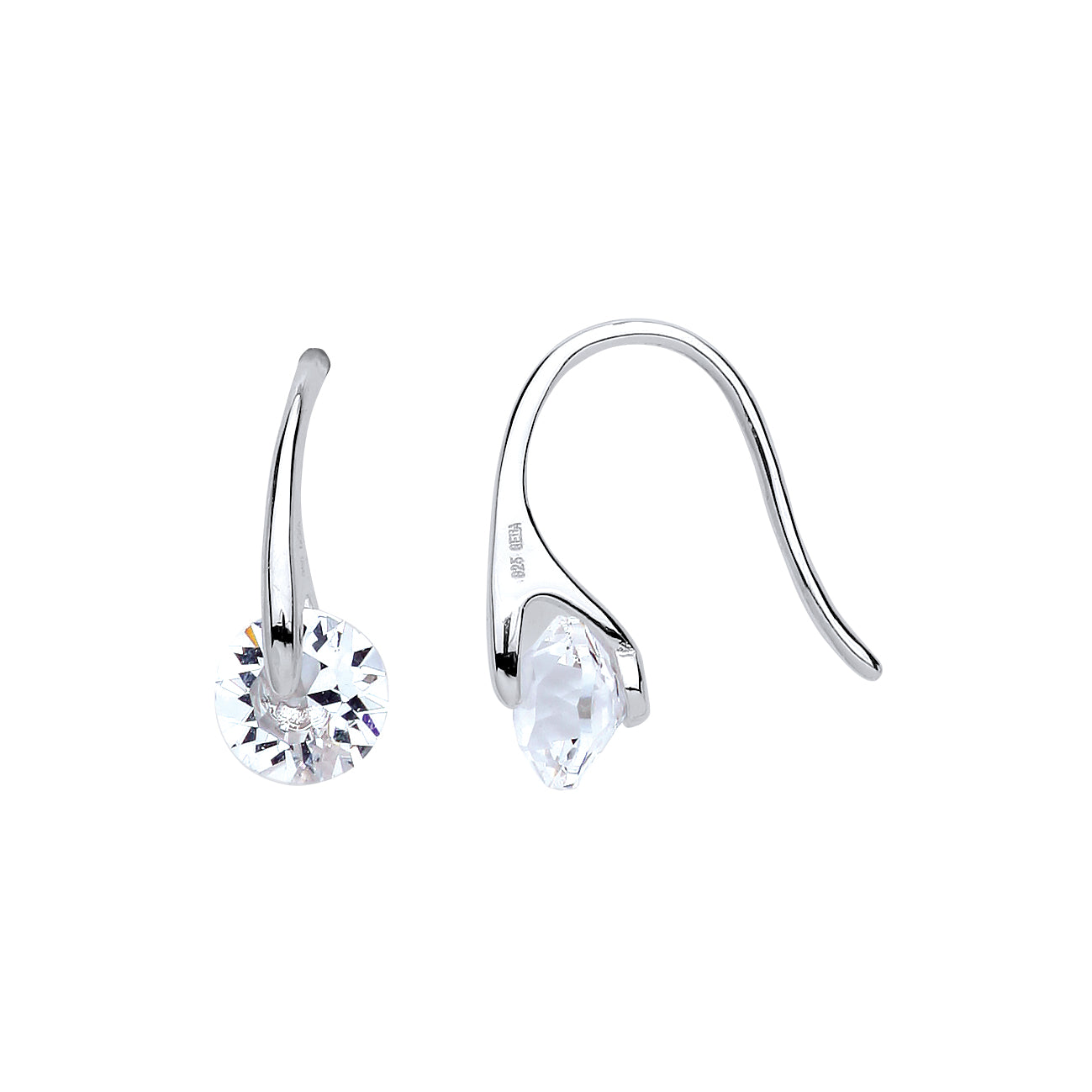 Silver  CZ Shooting Star Comet Drop Earrings - GVE649