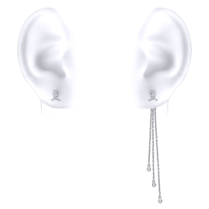 Silver  CZ Meteor Shower Drop Earrings - GVE657