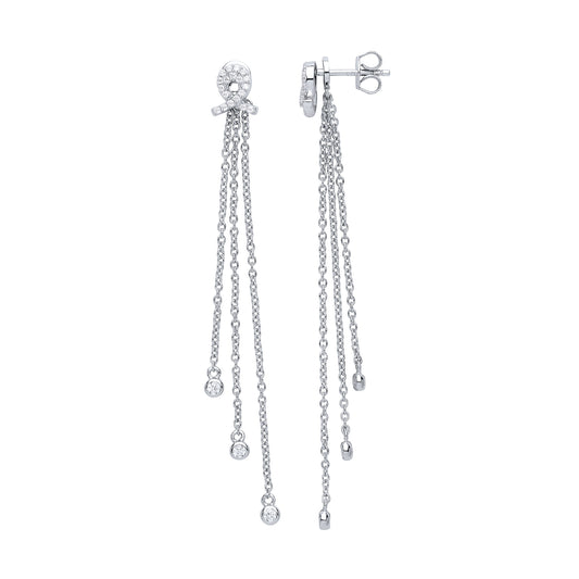 Silver  CZ Meteor Shower Drop Earrings - GVE657