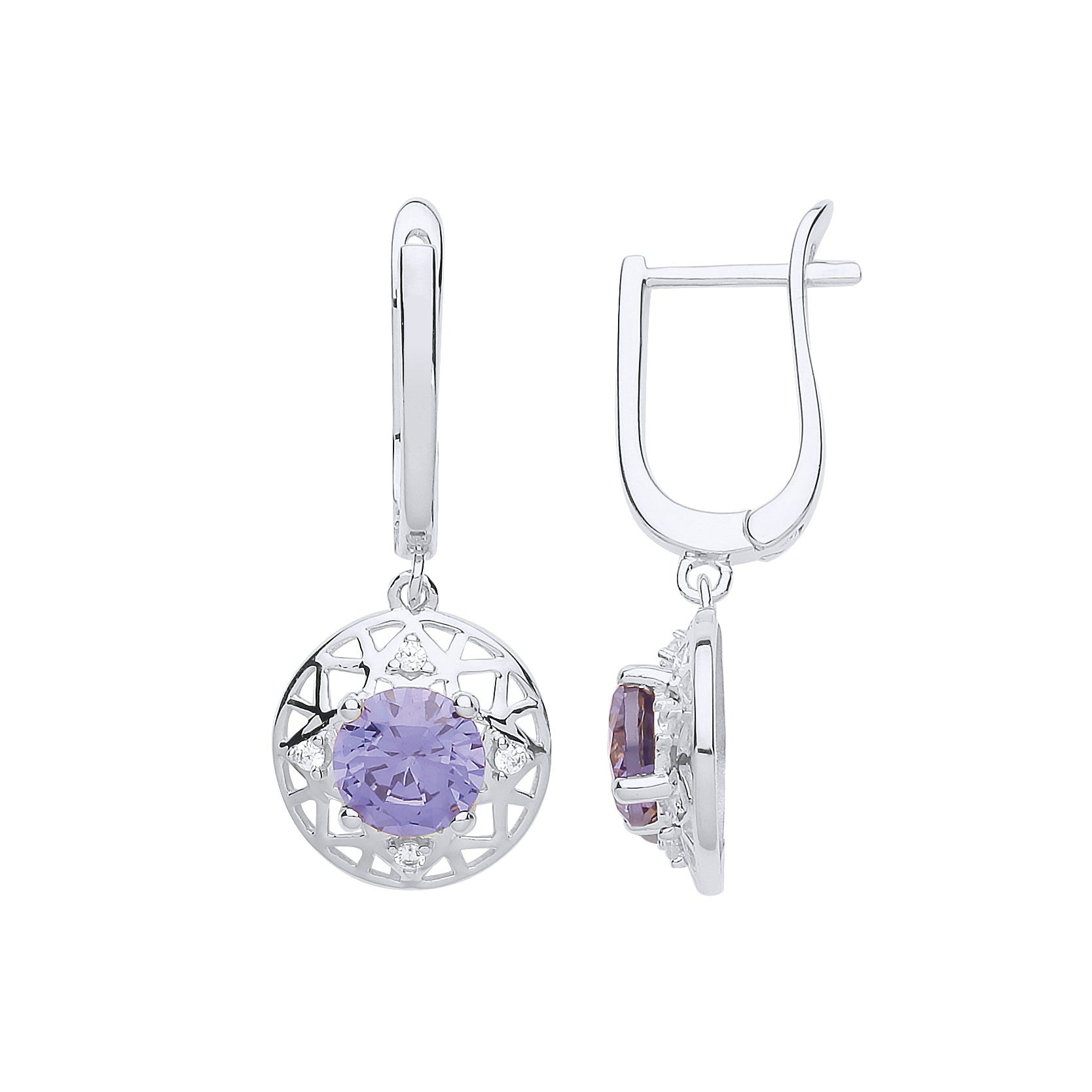 Silver  Lilac CZ Moonlight Frost Drop Earrings - GVE692