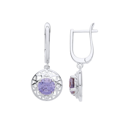 Silver  Lilac CZ Moonlight Frost Drop Earrings - GVE692