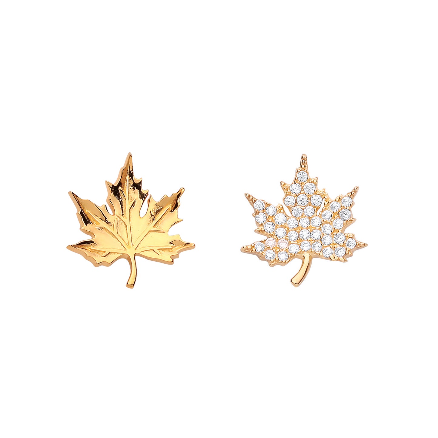 Gilded Silver  Canada Maple Leaf Stud Earrings - GVE695