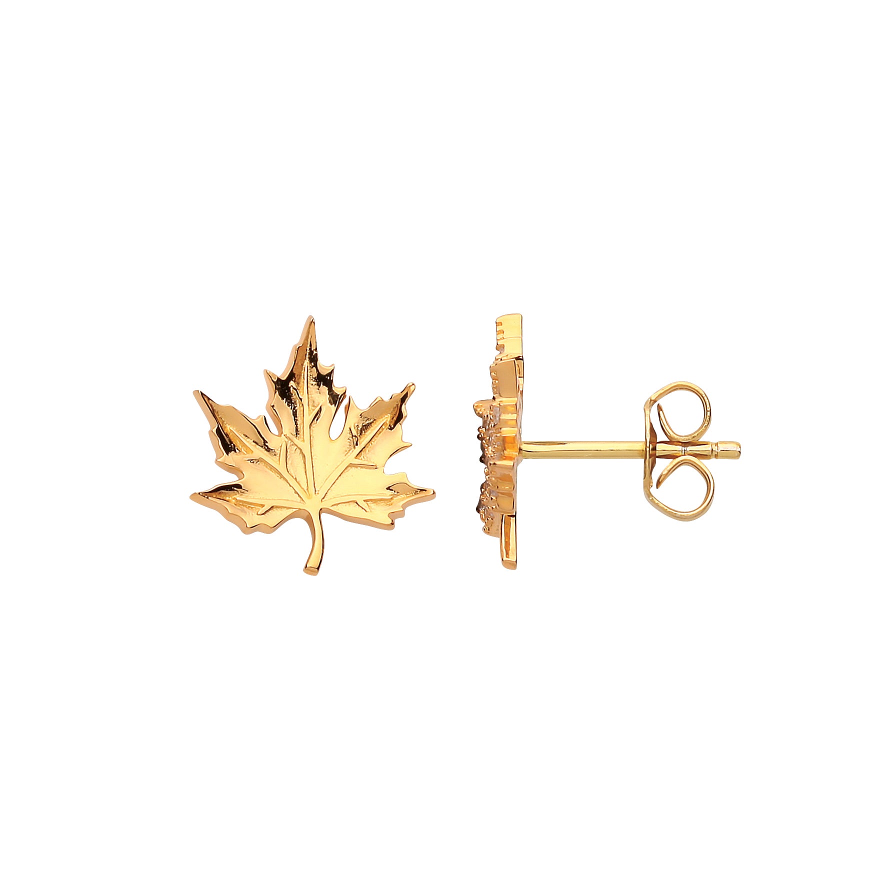 Gilded Silver  Canada Maple Leaf Stud Earrings - GVE695