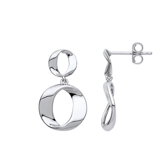 Silver  Lil n Large O Hoops Drop Earrings - GVE712