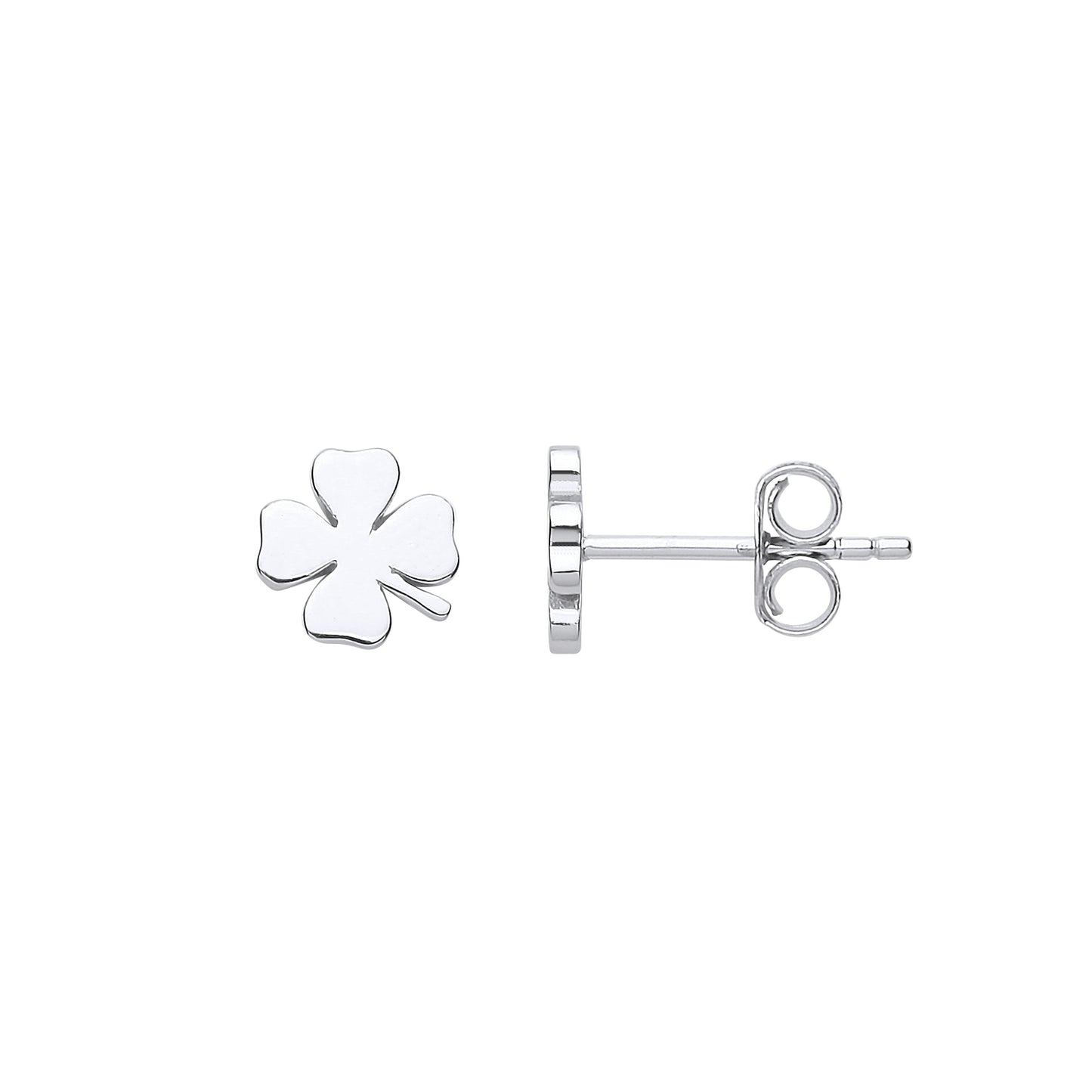 Silver  4 Leaf Clover Stud Earrings - GVE750