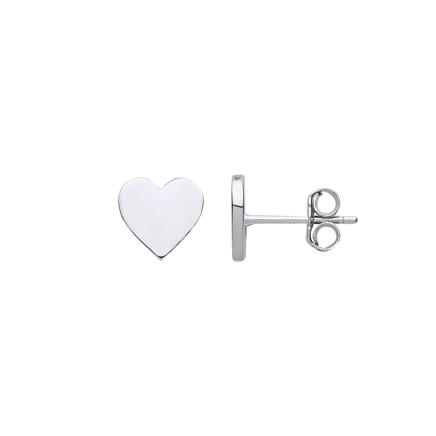 Silver  Plain Love Heart Stud Earrings - GVE751
