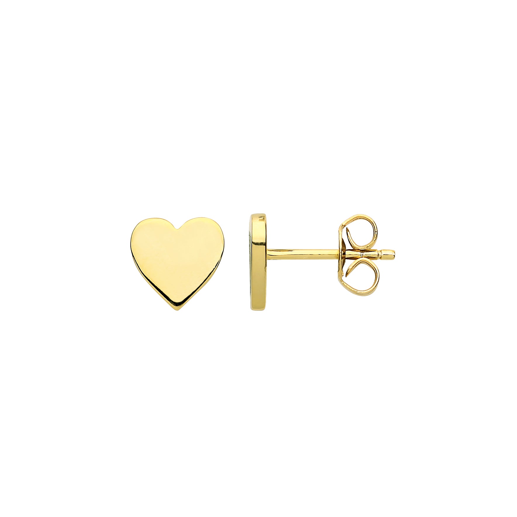 Gilded Silver  Plain Love Heart Stud Earrings 8mm - GVE752