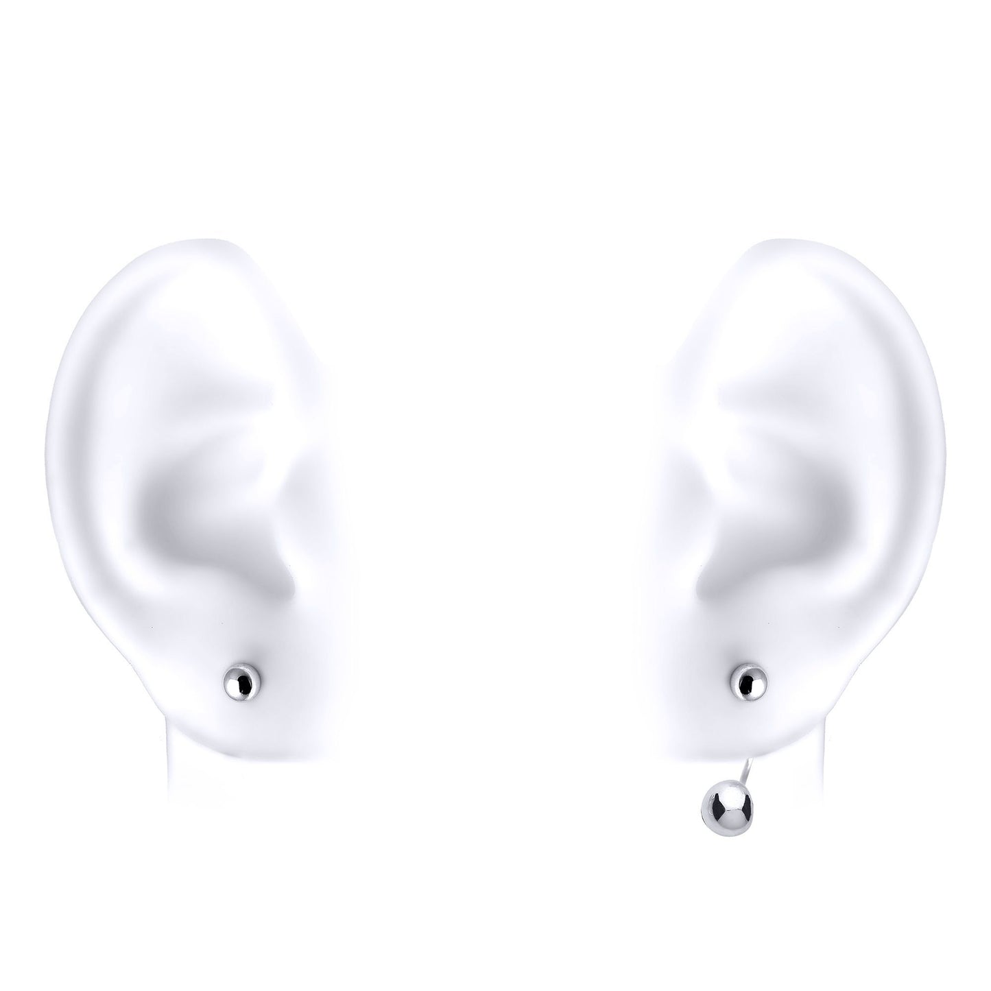 Silver  Convertible Twin Ball Drop Jacket Earrings - GVE755