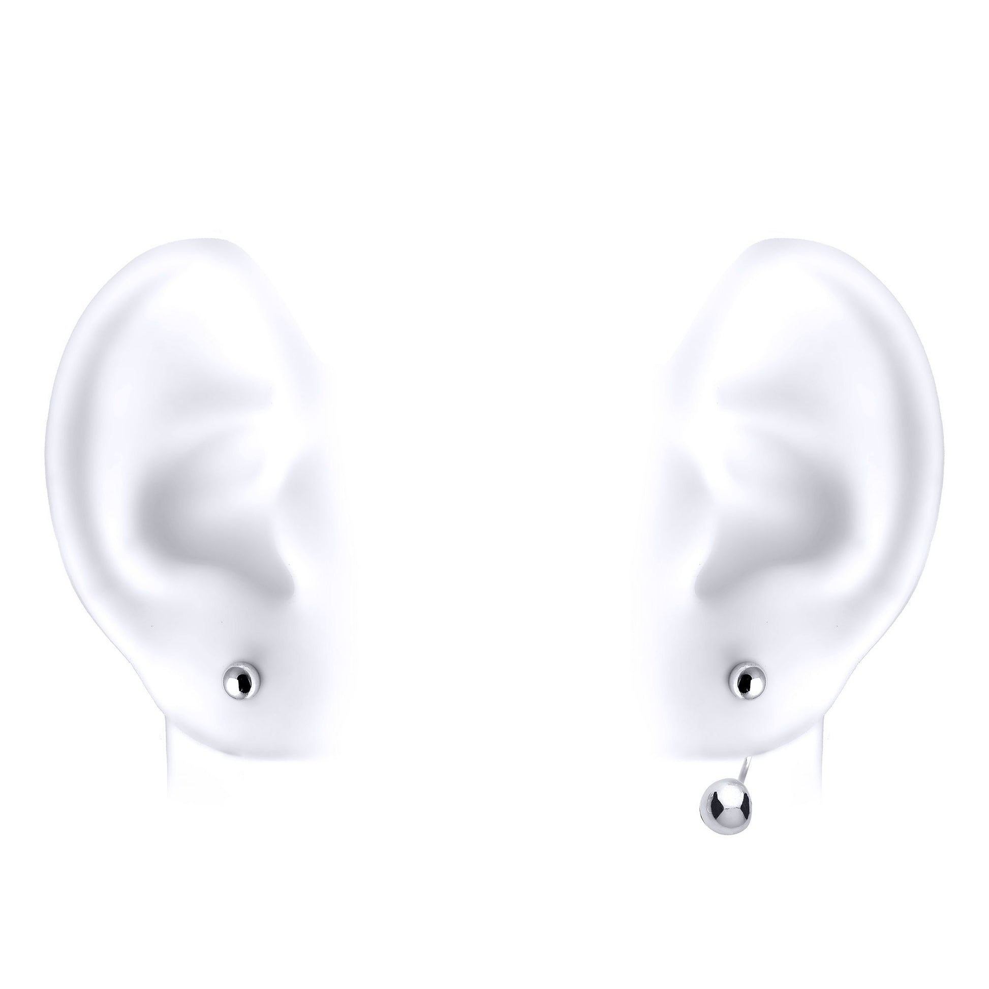 Silver  Convertible Twin Ball Drop Jacket Earrings - GVE755