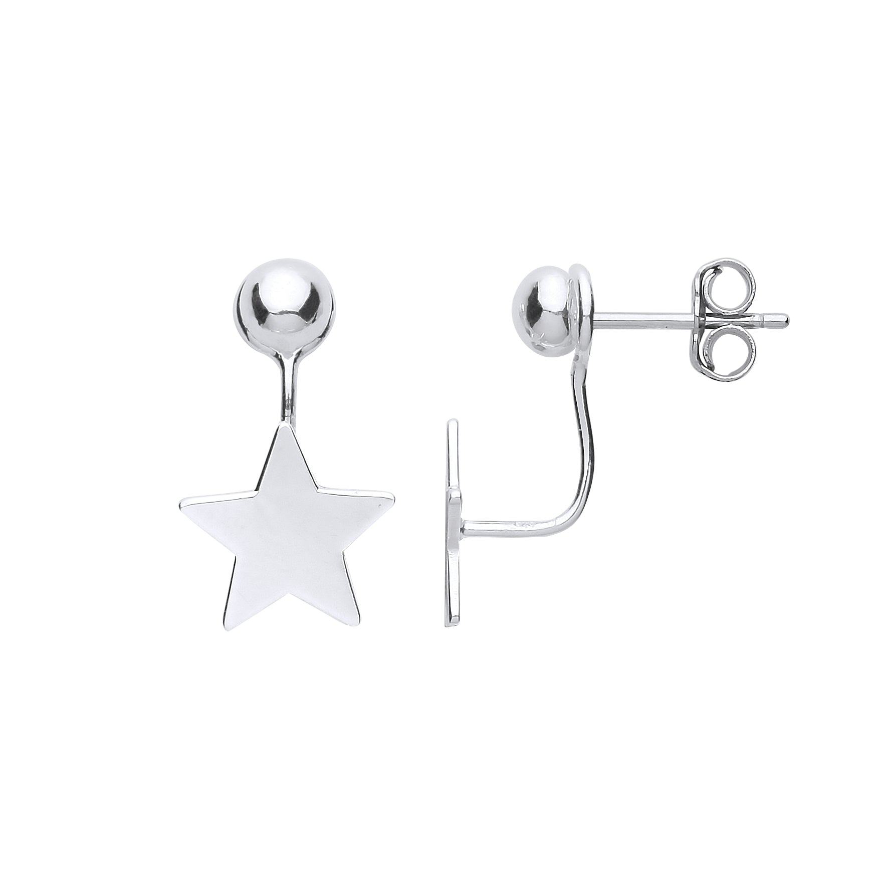 Silver  Convertible Star Ball Drop Earrings - GVE757
