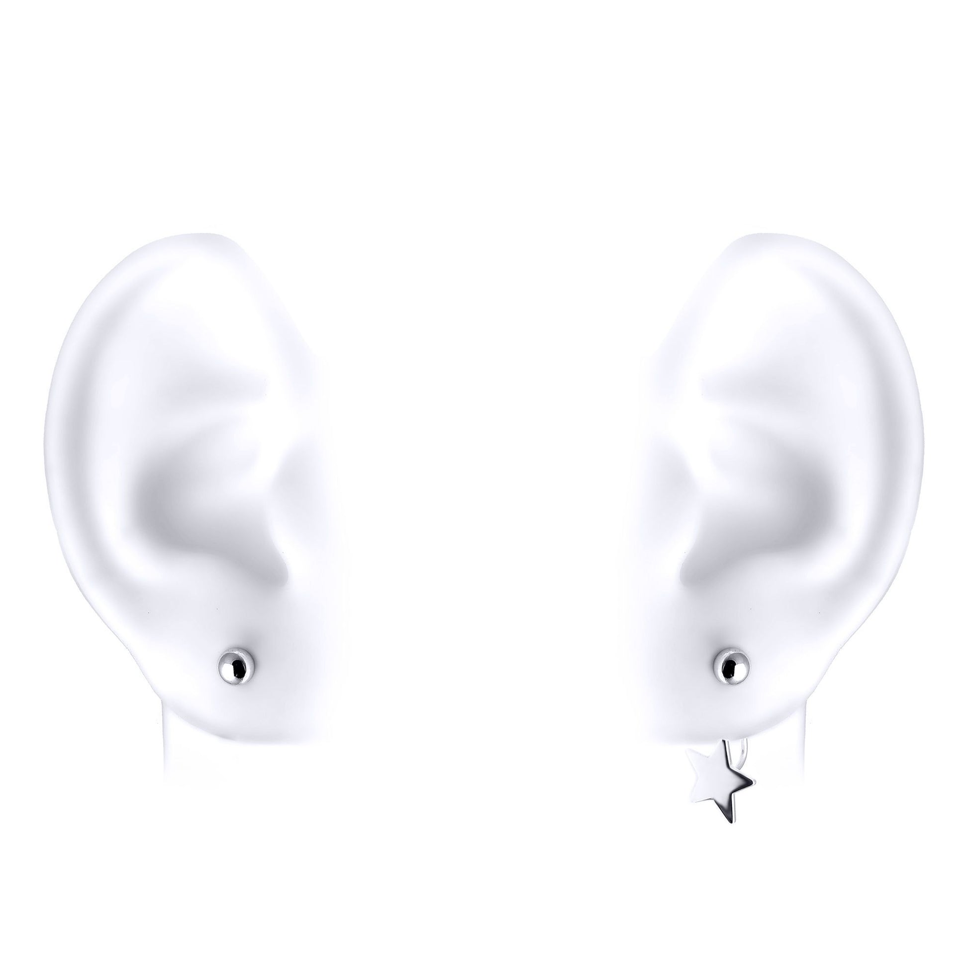 Silver  Convertible Star Ball Drop Jacket Earrings - GVE757