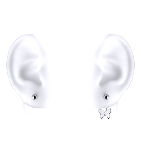 Silver  Convertible Butterfly Ball Drop Jacket Earrings - GVE758