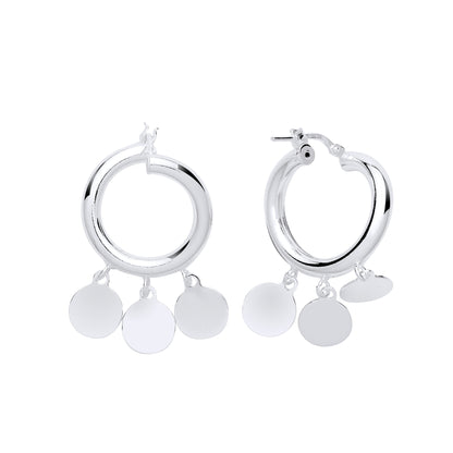 Silver  Chandelier Droplets Hoop Drop Earrings 19mm - GVE761