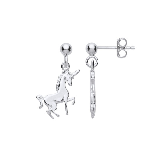 Silver  Unicorn Ball Drop Earrings - GVE769