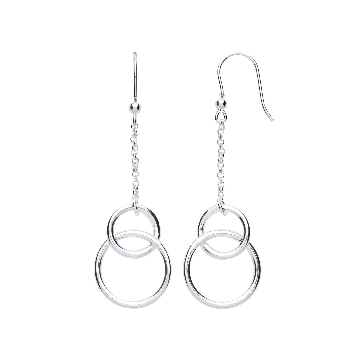 Silver  Magic Chinese Linking Rings Ball Chain Drop Earrings - GVE771