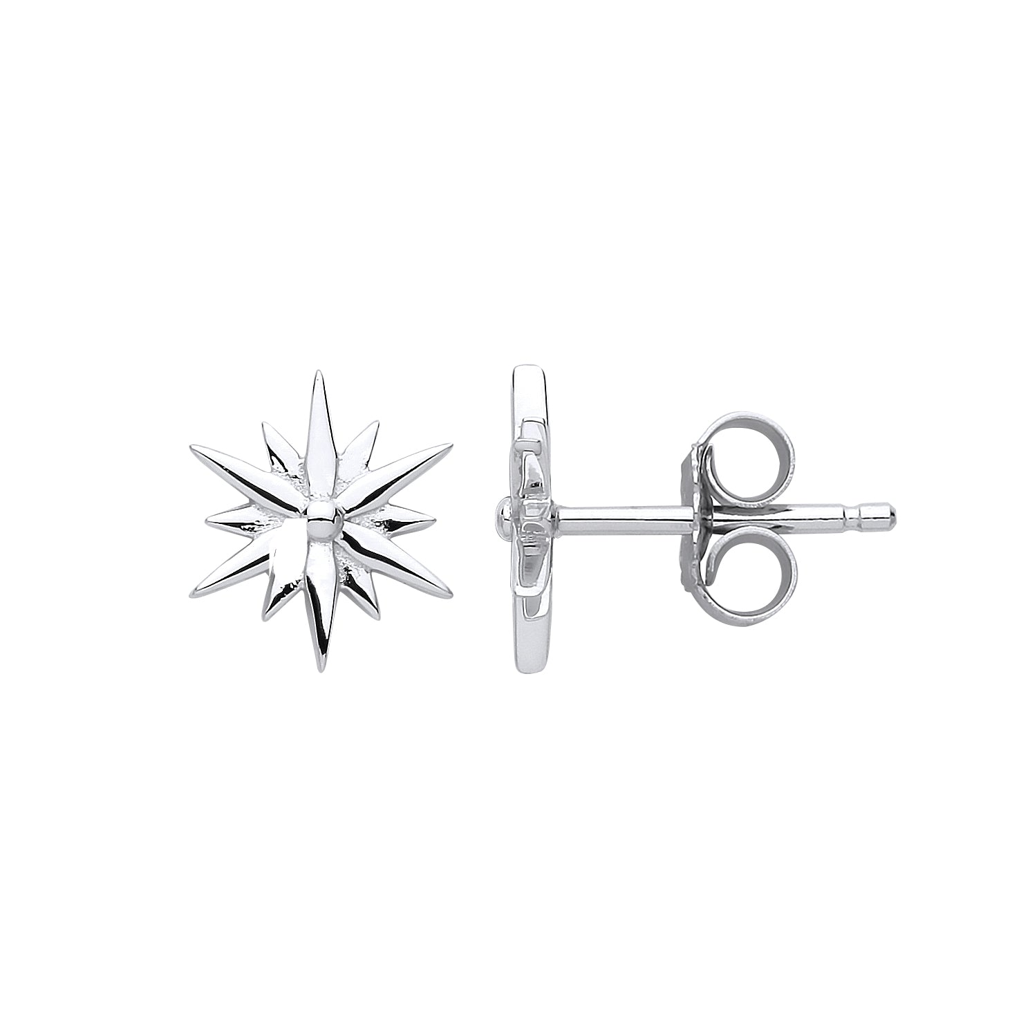 Silver  Star Burst Stud Earrings - GVE779